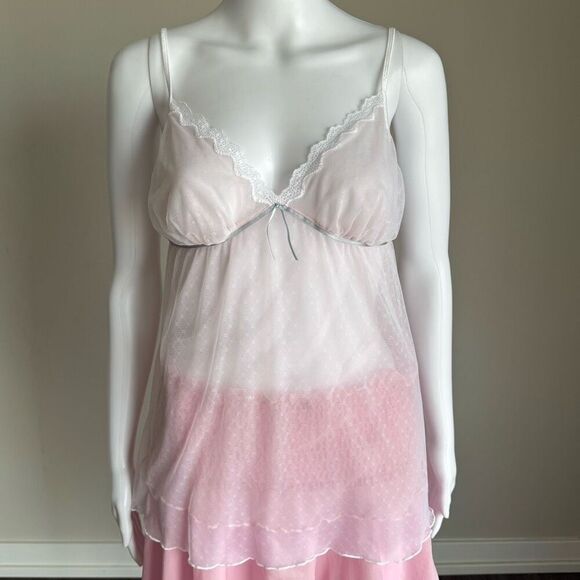 Vintage Lace Slip Top Lingerie With Bow Pink Blush - Picture 5 of 9